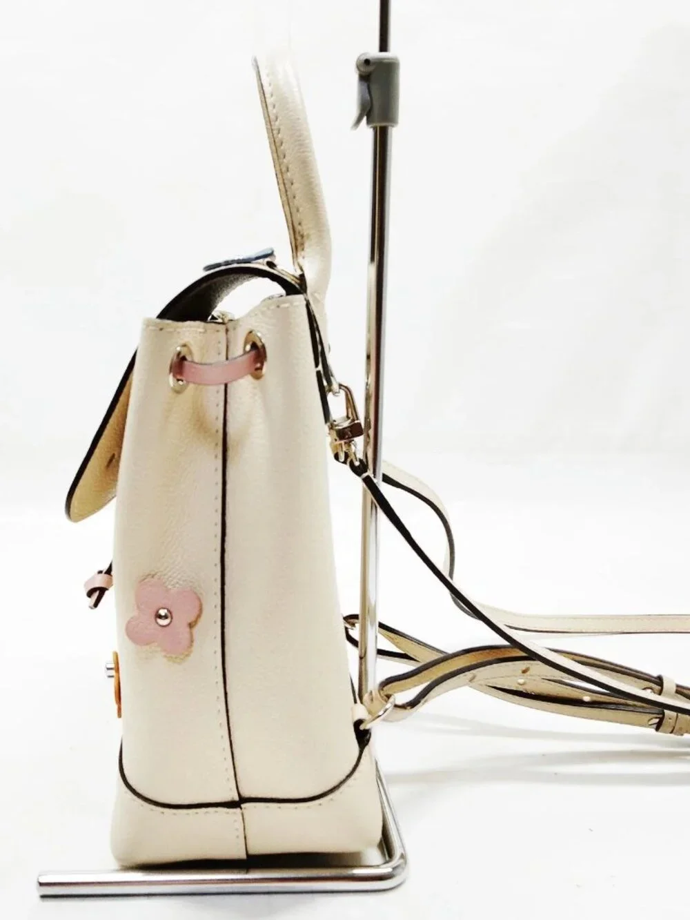 Authentic Louis Vuitton Lockme Floral Leather Backpack White Multicolor LV Bag - Picture 6 of 16